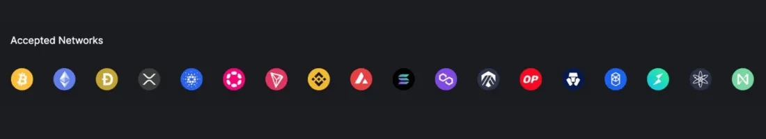 Kuvakkeita hyväksytyistä kryptovaluutoista BC.GAMEn kasinolla