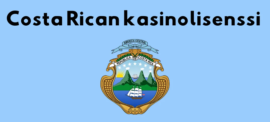 Costa Rican vaakuna ja otsikko ”Costa Rican kasinolisenssi”