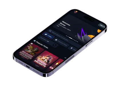 Rollion.bet mobiilissa, jossa näkyvät tervetuliaisbonus ja Popular Picks