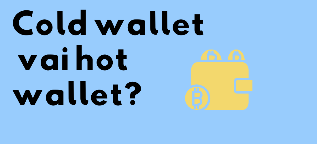 cold wallet vai hot wallet? teksti sekä lompakon kuva, jonka vieressä bitcoin-logo